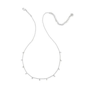 Kendra‎ Scott Henry Strand Necklace Silver Layering Dainty Diamond Shape NWT